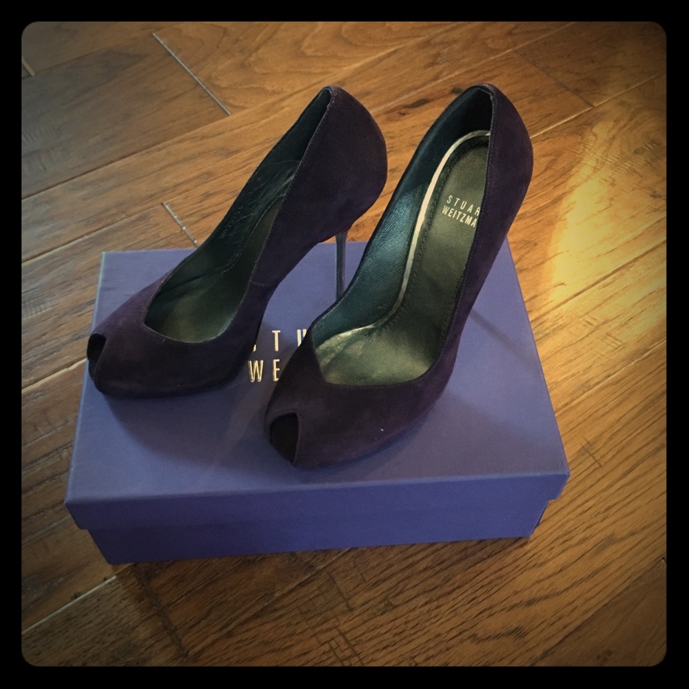 Purple Peep-Toe Heels